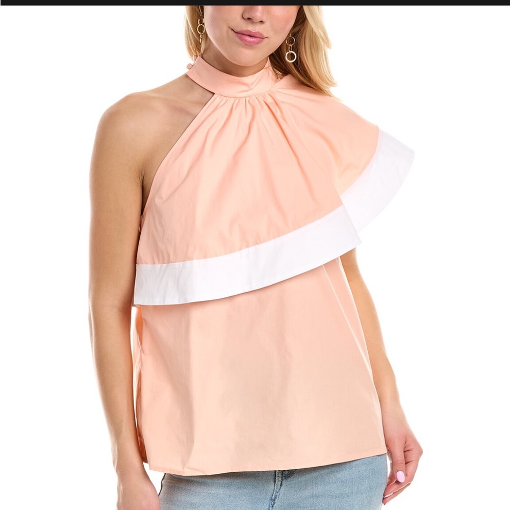 Pearl by Lela Rose
Poplin Asymmetrical Ruffle Top.